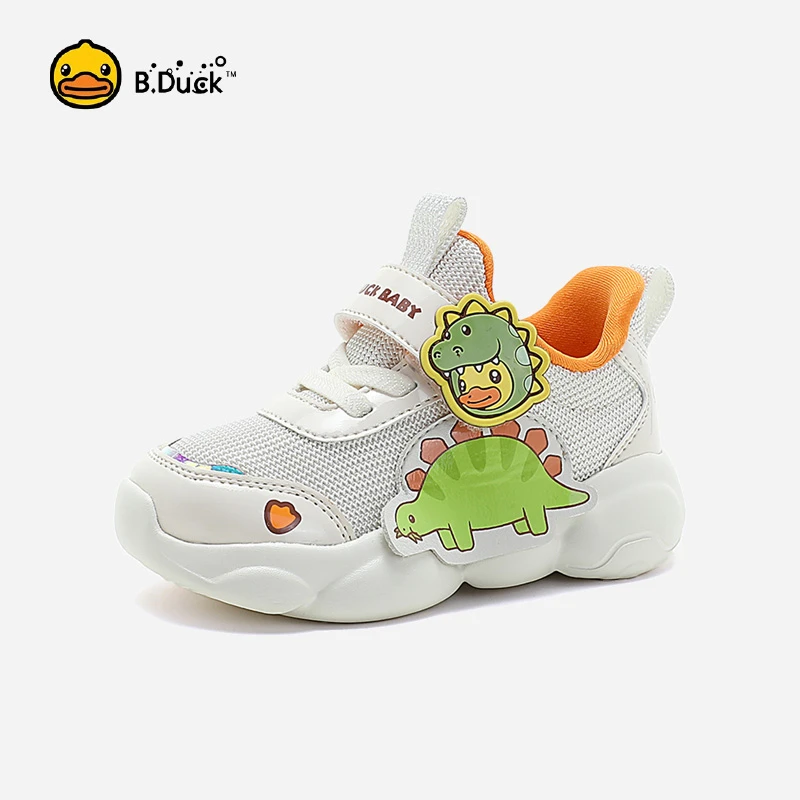 B.Duck Casual Athletic Shoes For Toddlers Boys And Girls, Light & Non-Slip First Walking Shoes With Cartoon Dinosaur Design