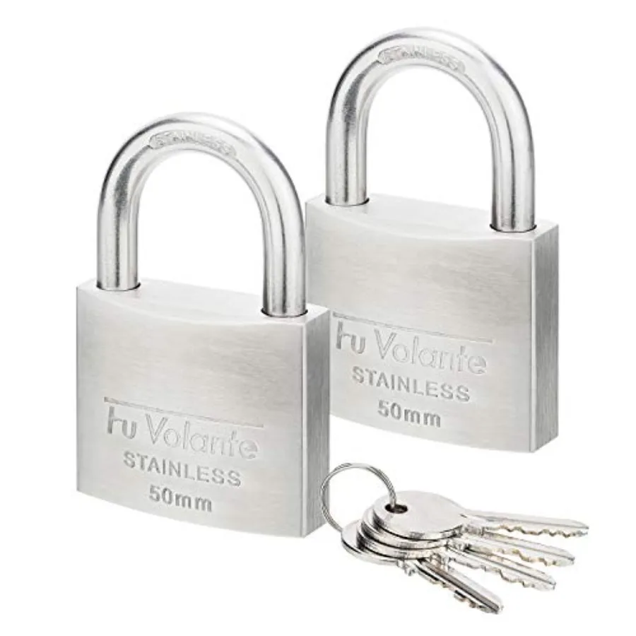 

Stainless Steel Pin Tumbler Padlock, 304 Marine Series, Weatherproof Padlock for Outdoor use, 2 inch Wide Body, Keyed Alike Loc