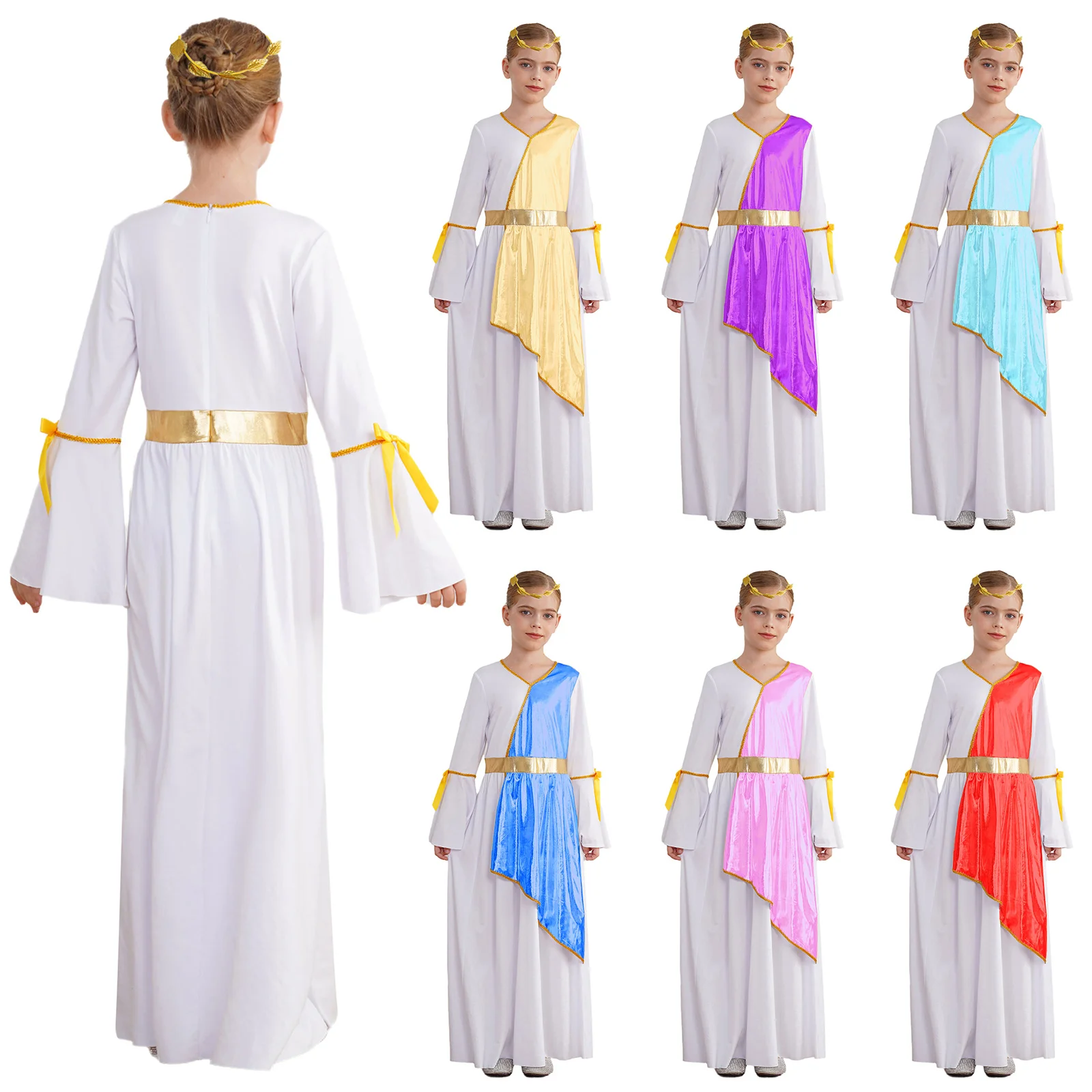 Costume cosplay per ragazza di Halloween RomaAbito da yoga Abito da principessa greca antica con ghirlanda di foglie Abito da ballo moderno