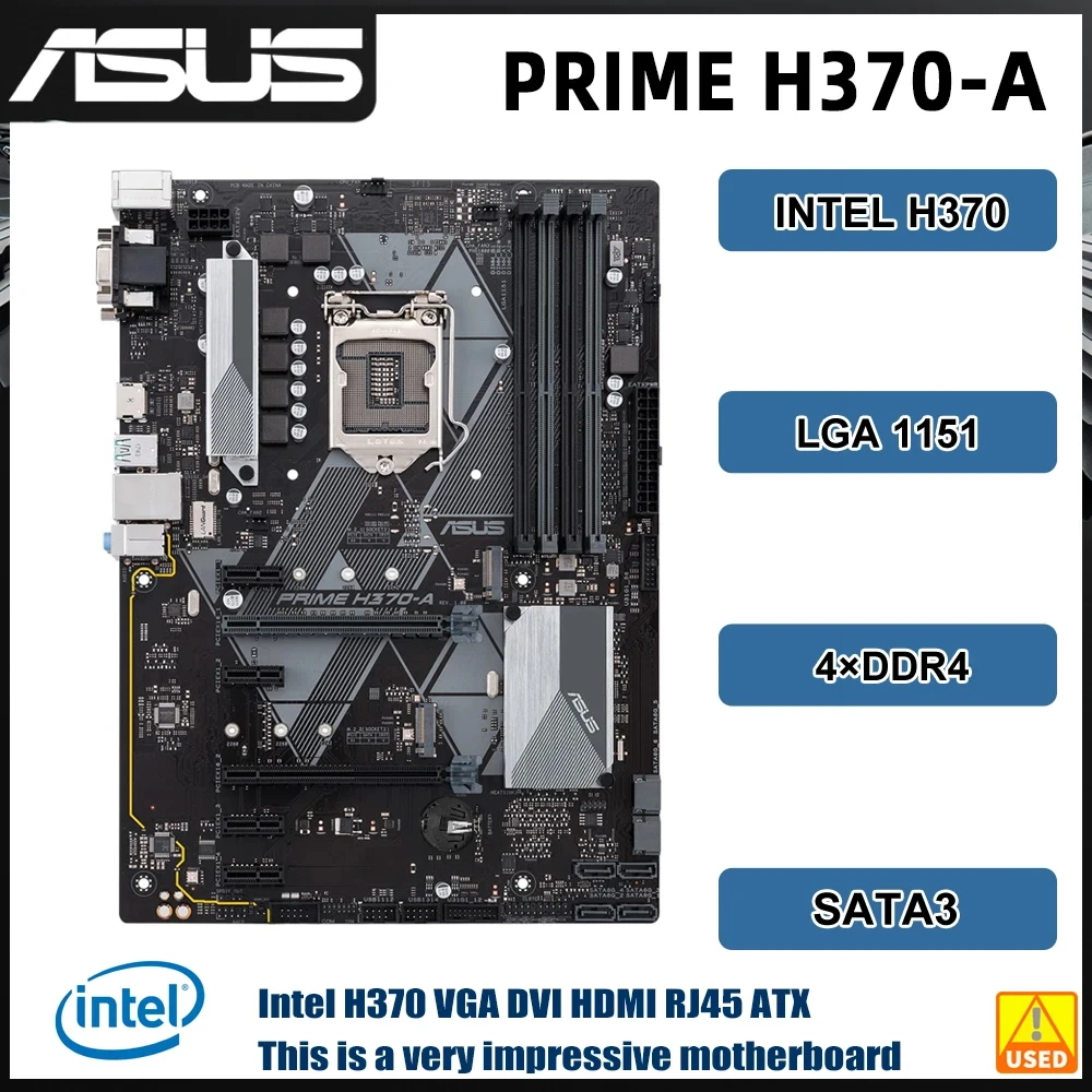 ASUS PRIME H370-A Motherboard Intel H370 LGA 1151 DDR4 64GB M.2 support Core i3-9100 i5-8600 i5-9400F i7-8700 I9-9900 cpu