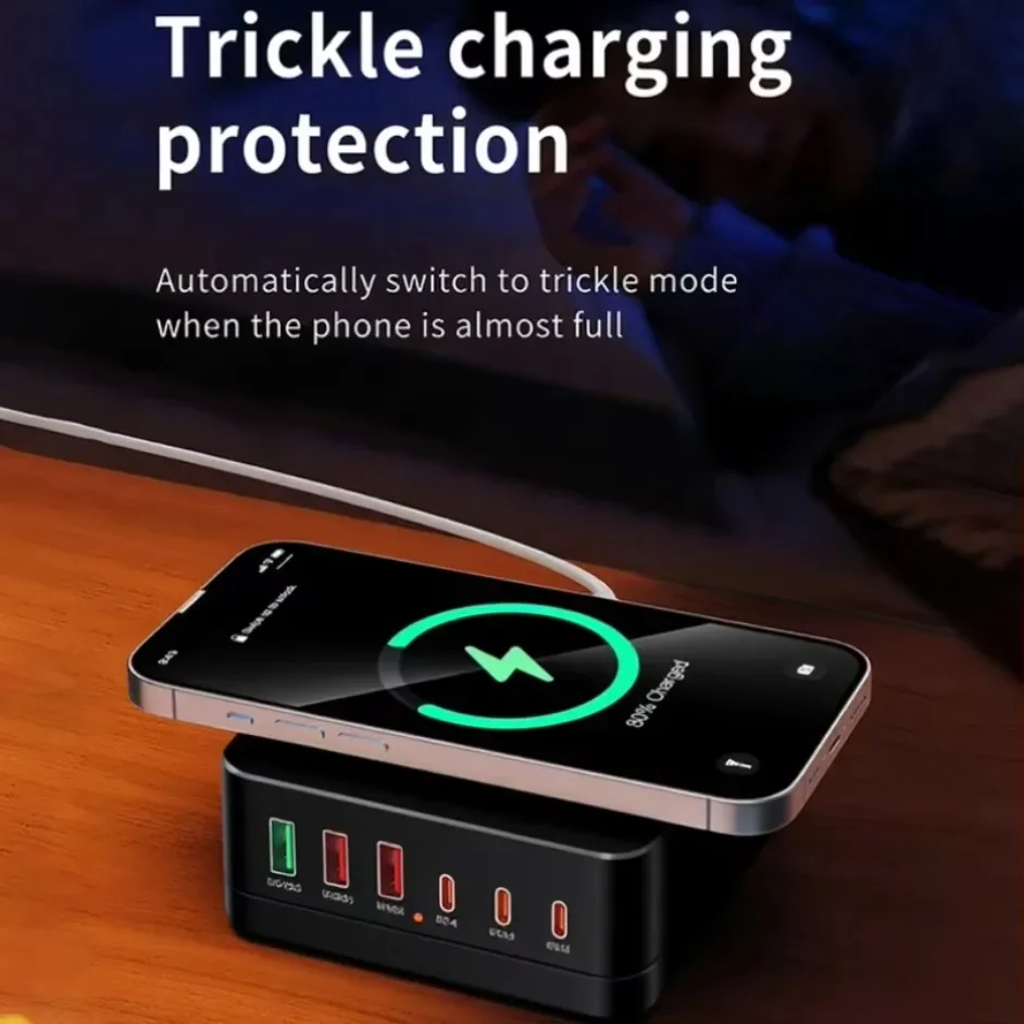 15W 15W Wireless Charging Station 6-Port GaN Fast Charger 3 USB-C 3 USB-A PD QC3.0 Multi-Device Charging Hub for Laptop - Aliexpress Deal