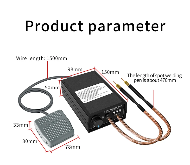 ​High Power Spot Welder 8000W Portable Handheld Current Adjustable Welders for 18650 Battery Hand Tool