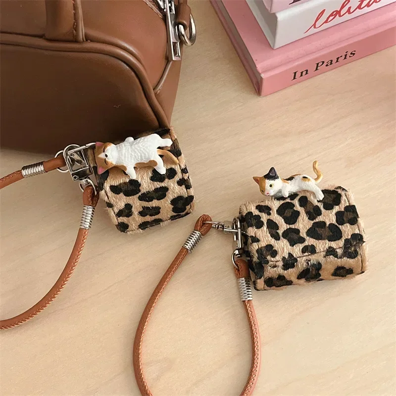 Mini Cat Lanyard Case for AirPods 4 Airpod 1 2 3 Pro Pro2  Bluetooth Earbuds Charging Box Protective Earphone Case Cover