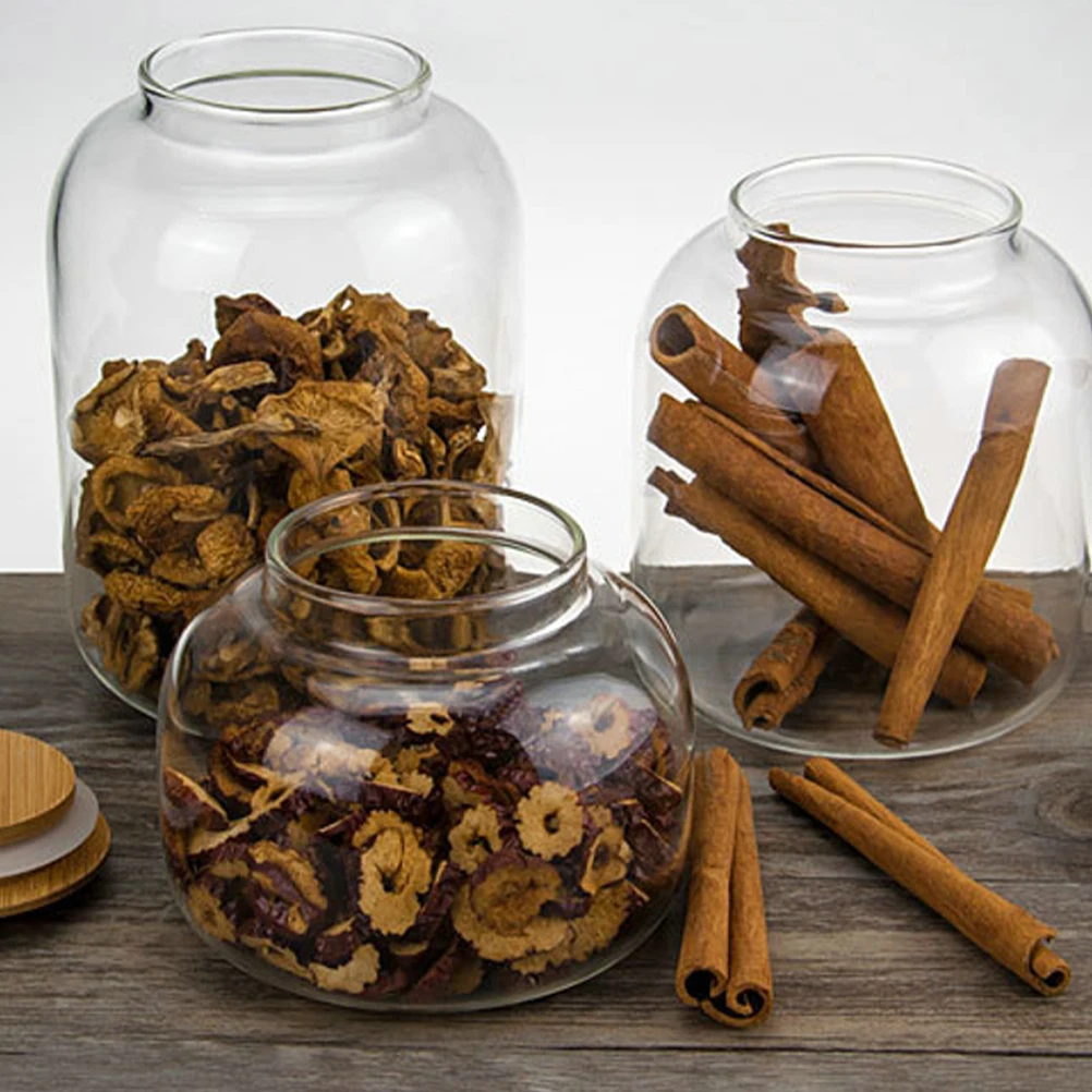 

1150 Ml High Borosilicate Glass Storage Tank Jar Grain Container Snack ganizer Spice Holder Food Containers Lids Bamboo