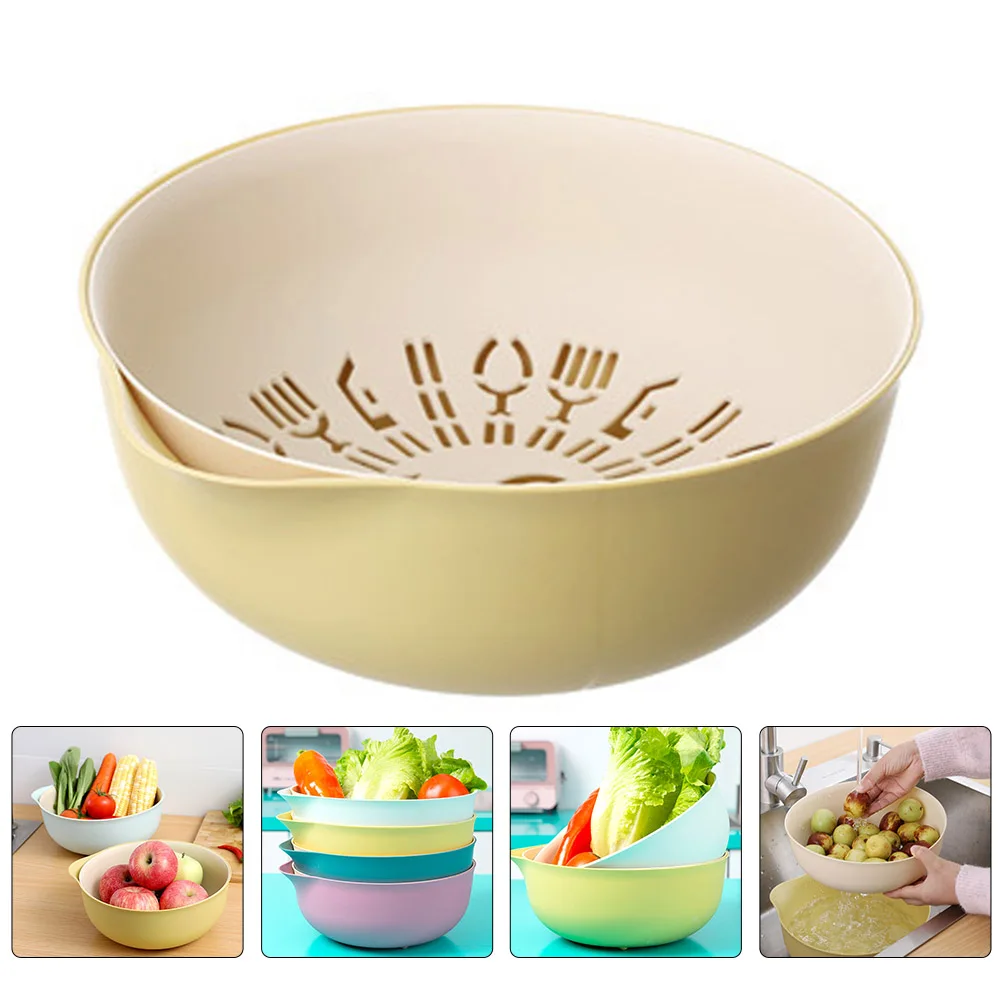 

Vegetable Basket Drainer Double layer Bowl PP Material Kitchen Tool Strainer Drying Box Storage Container Drain Basin