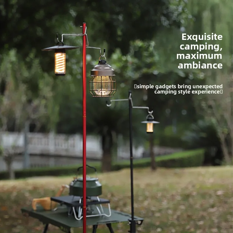 

Outdoor Camp FoldingStand Camping Ultra Light Aluminum Alloy Portable Desktop Light Pole Bracket Lighting Hanging Light