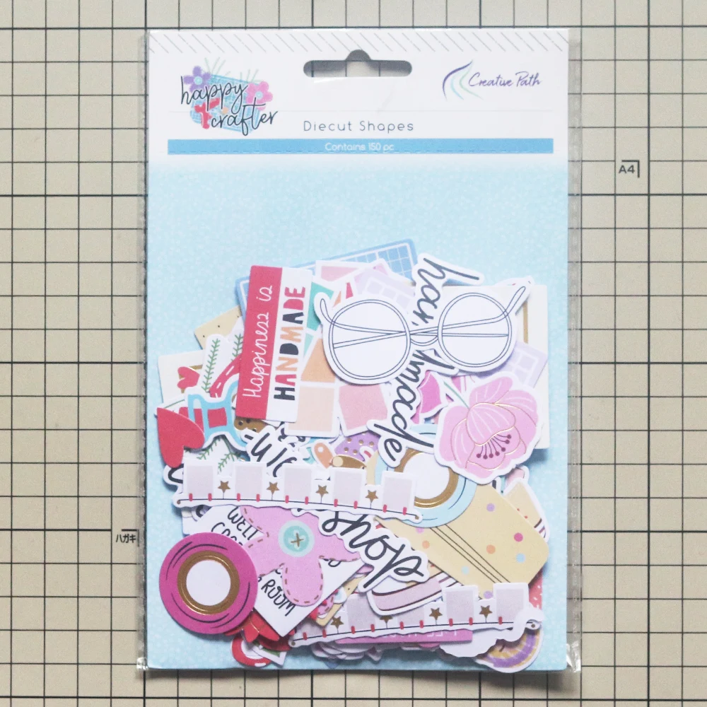 Creative Path 9-teiliges Happy Crafter Scrapbooking-Journaling-Set mit Dekorationspapier, Stanzformen und Verzierungen für DIY-Bastelarbeiten – Detail 14