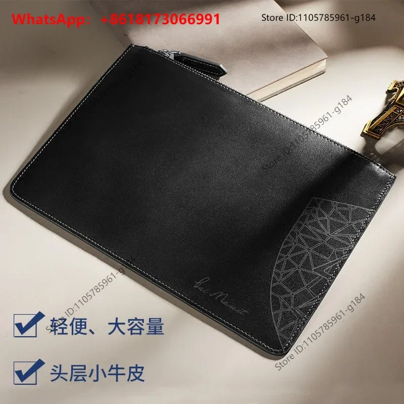 Genuine leather hand-held envelope bag for male artistic youth, top layer cowhide handbag, white grab bag