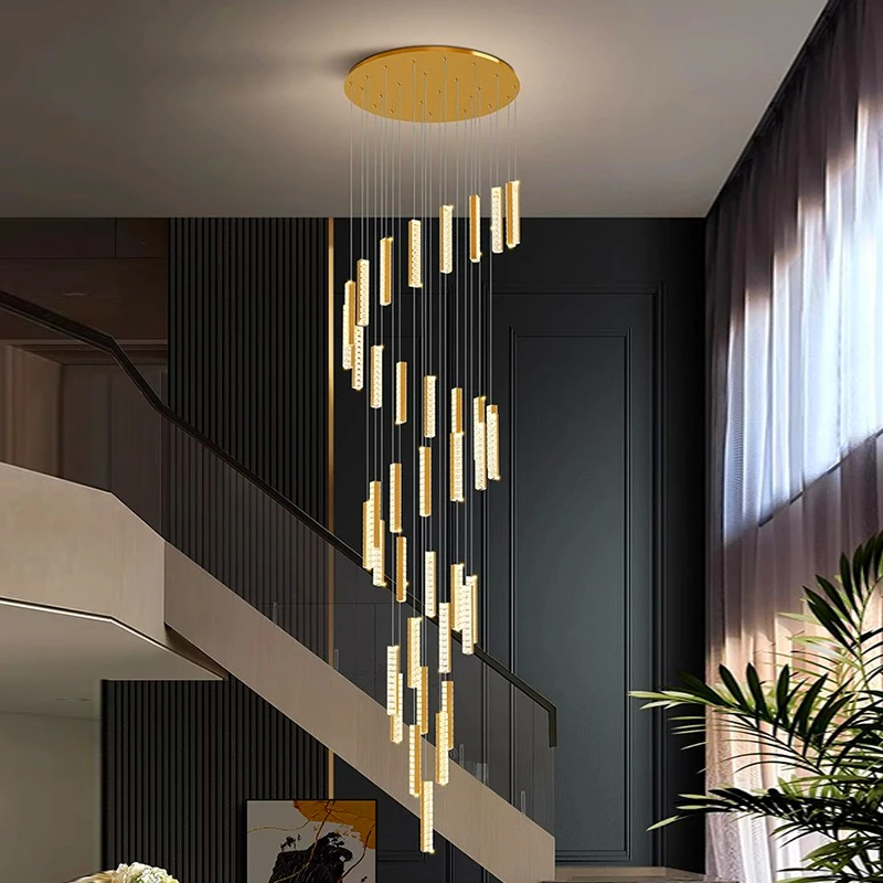 Modern home decoration crystal chandelier, stair Pendant lamp, living room Pendant lights, interior lighting