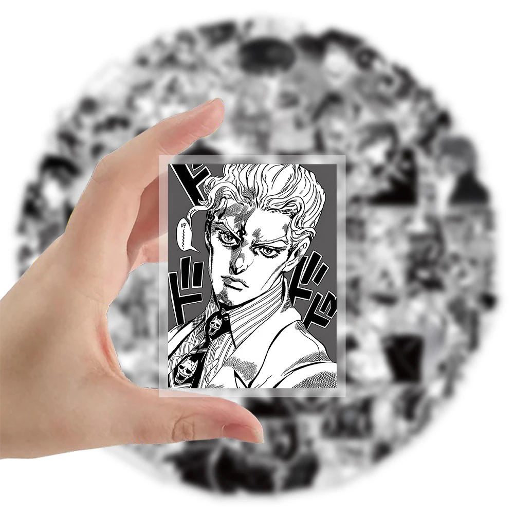 10/30/60 Stück Transparente Kujo Jotaro Aufkleber Schwarz Weiß Anime JoJo Bizarre Adventure Sticker Coole Cartoon-Aufkleber Spielzeug Geschenke