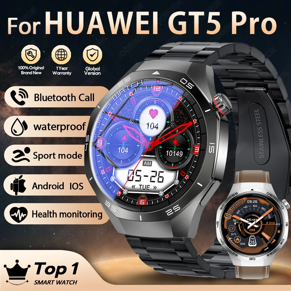 

2025 NEW Watch GT5 PRO Smartwatch GPS Motion Trajectory HD Screen Bluetooth Call NFC Men Smart Watch Outdoor Sport Watches Men