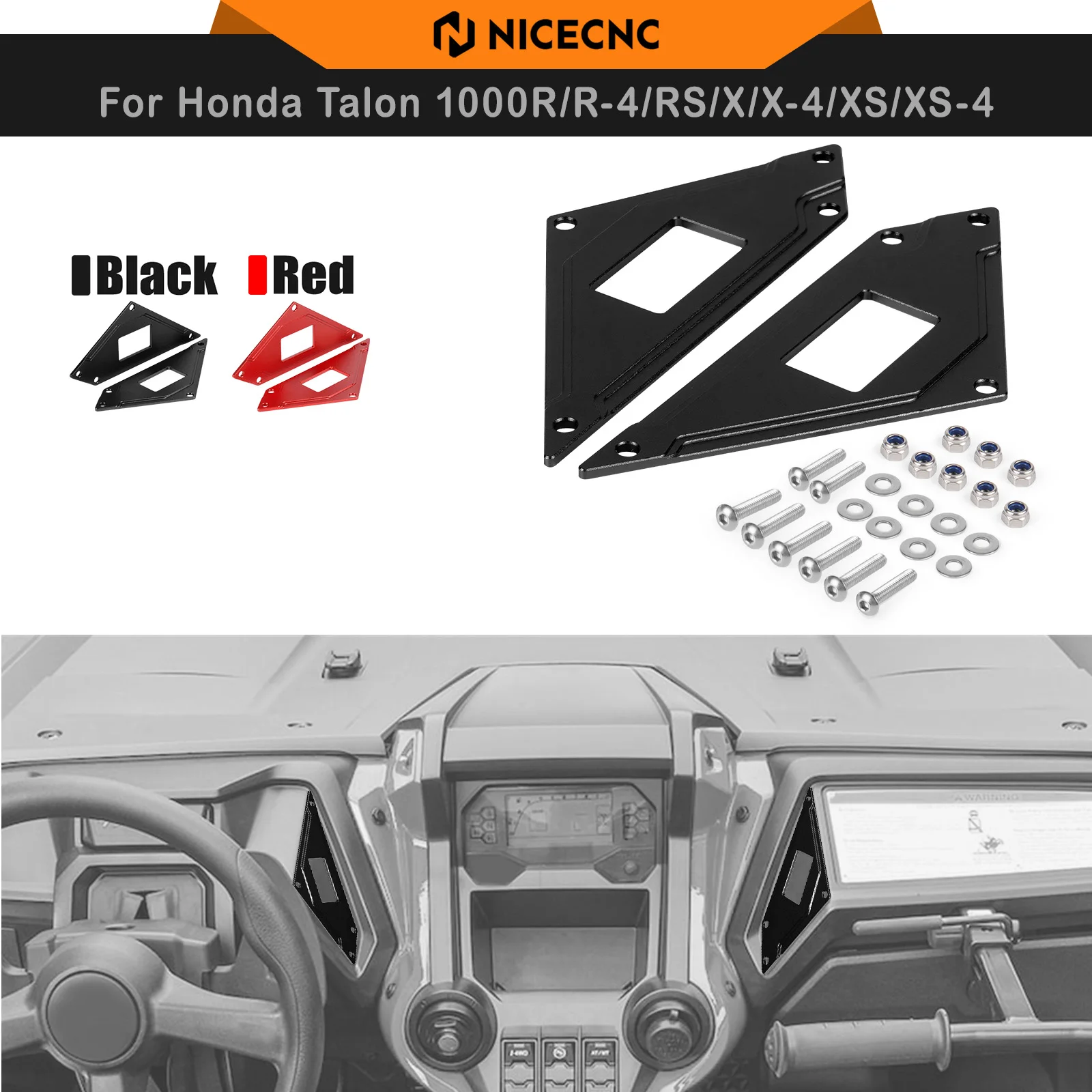 

NICECNC Left and Right Switch Panel Compatible for Honda Talon 1000R/1000X 2019-2024 Dash Rocker Switch Plate Panel Aluminum ATV