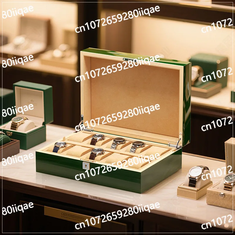 

10-Person Watch Storage Box Green Simple Storage Box Business Cleanliness Gift Box Jewelry Jewelry Storage Collection