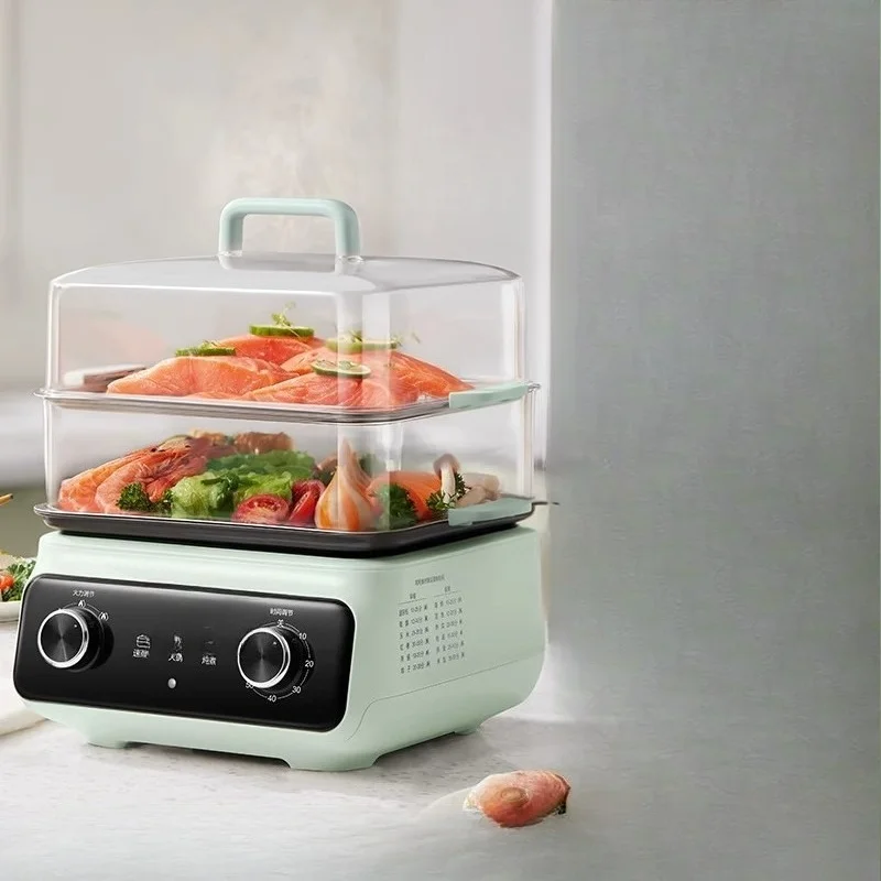 

Double control removable and washable electric steamer, multifunctional two-layer stainless steel
