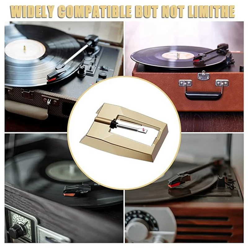 Stabiele prestaties-platenspelernaald, verbeterde gouden platennaalden Stylusvervanging voor Crosley, Victrola, James draaitafel