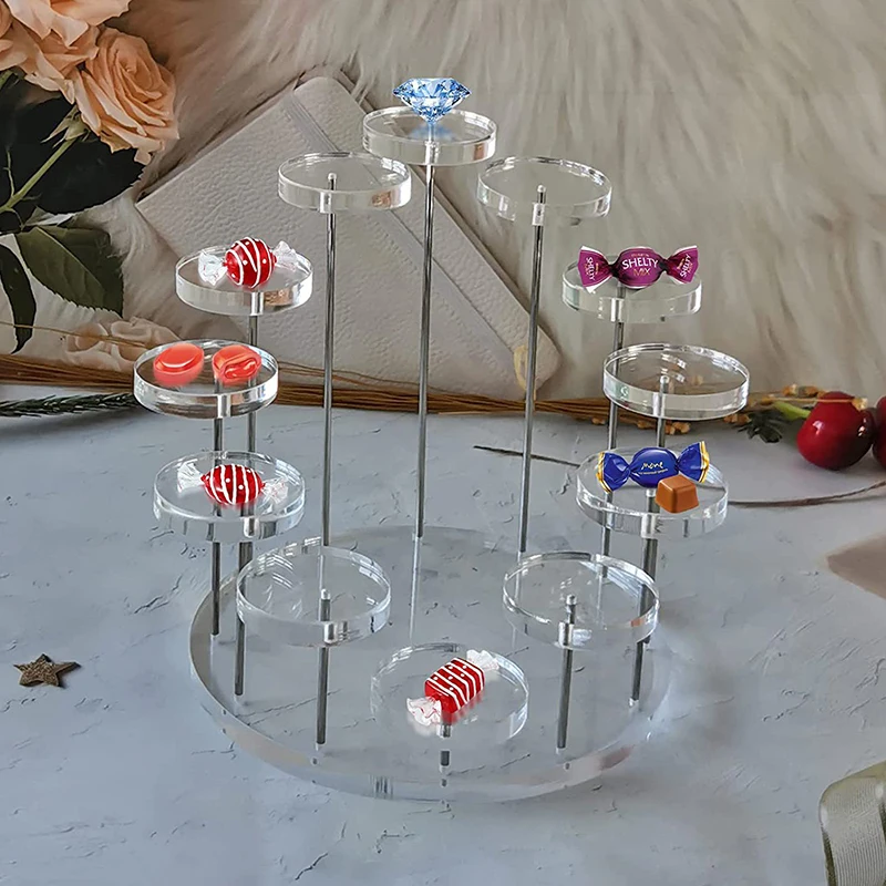 3/5/12 Tray Cupcake Stand Acrylic Display Stand For Jewelry/Cupcake Dessert Rack Wedding Birthday Party Suitable For Small Items