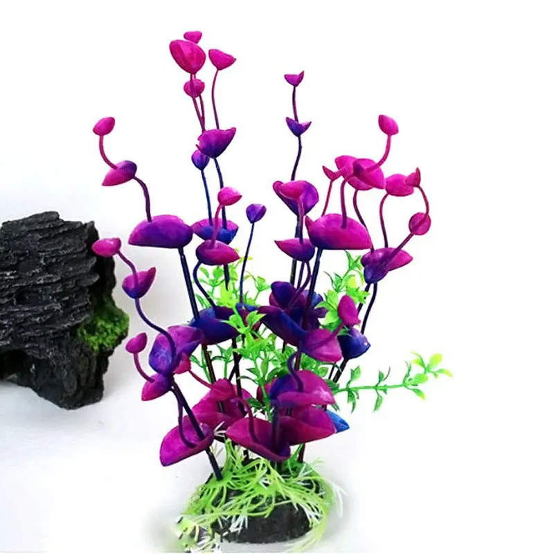 Lila Blume Künstliche Gefälschte Kunststoff Pflanze Künstliche Aquarium Pflanze Aquarium Zubehör Dekoration Ornament Unterwasser Pflanze – Detail 4