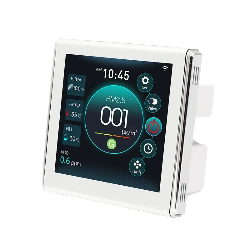 Smart 4 inch fresh air ventilation system VOC PM2.5 Temperature Humidity color screen monitor controller