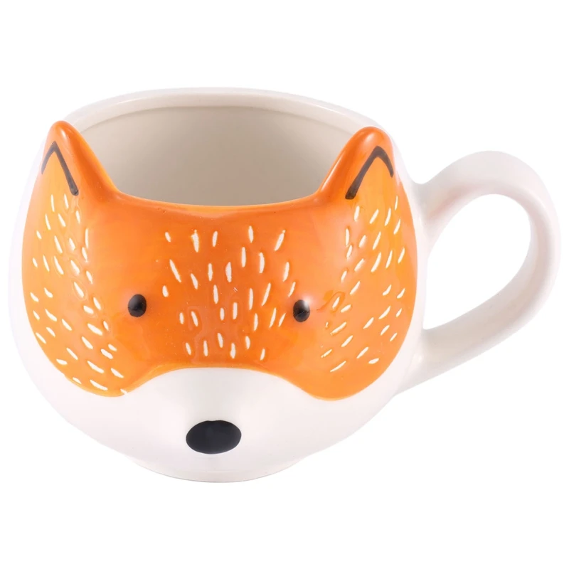 Keramik-Kaffeetasse Cartoon Tiermuster - close-up view