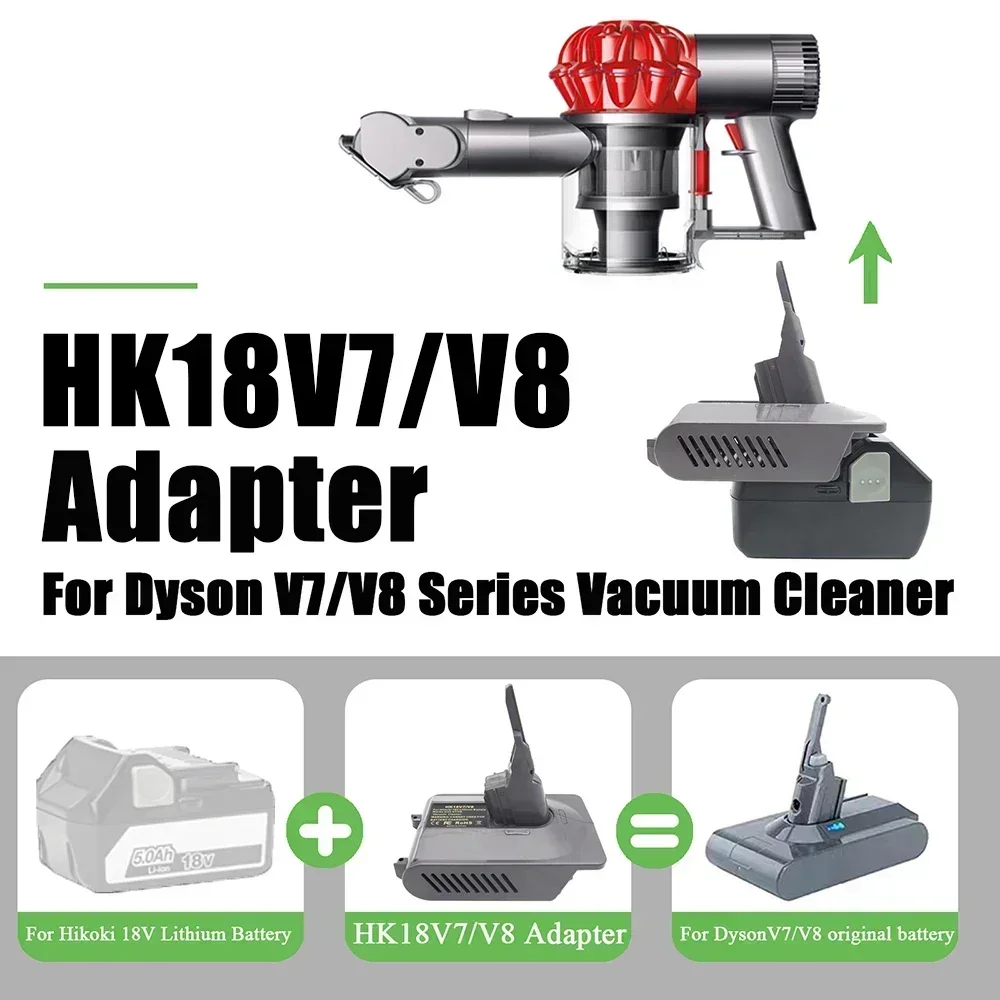 Conversor adaptador para aspirador Hitachi, Hikoki, BSL1830, 1860, bateria de íon de lítio 18V, Dyson V6, V7, V8, HK18V6, HK18V7, V8