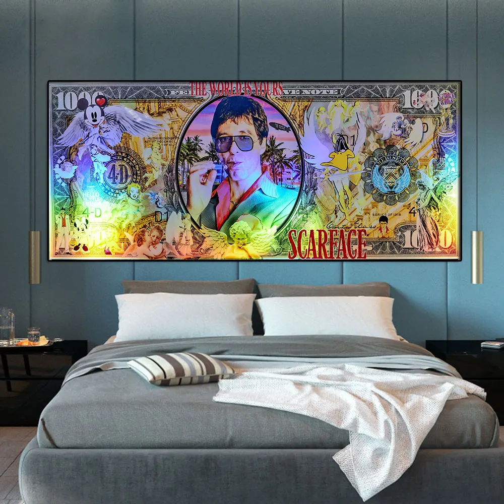 MINISO The World Is Yours Scarface 100 Dollar Posters Print Movies Picture Canvas Painting Wall Art for Room Home Decor No Frame