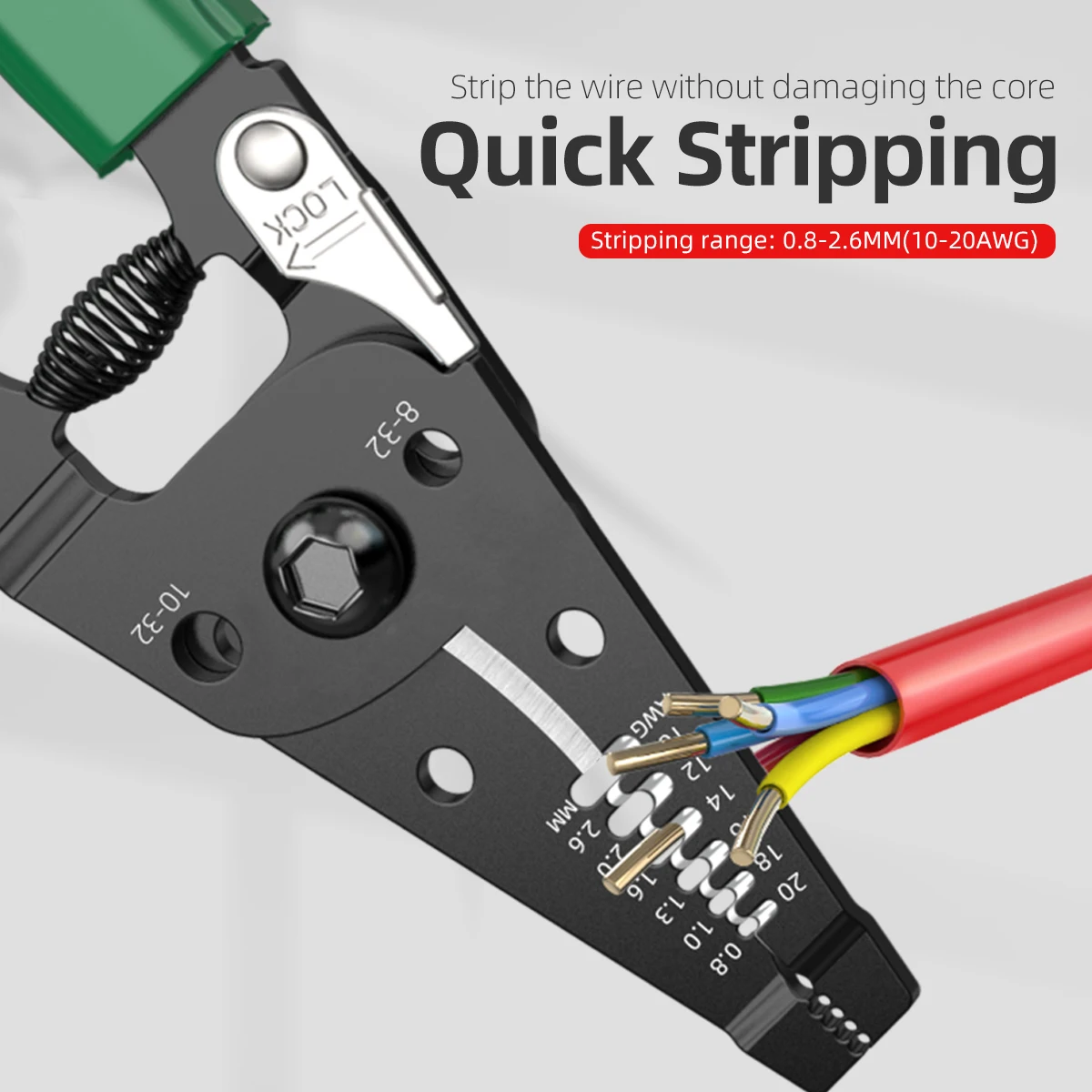 LAOA Multifunctional Wire Stripper Pliers 4 in 1 Stripping Cutting Bending Clamping Tool AWG 10-20 0.8-2.6mm