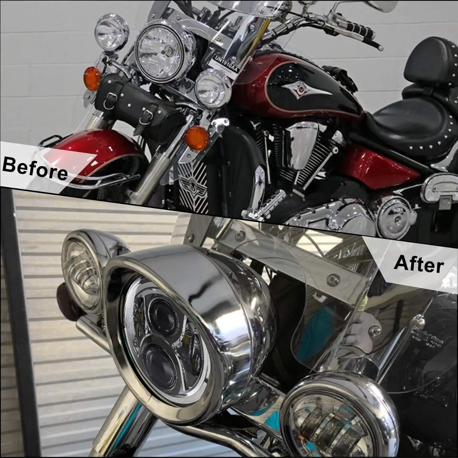 POVTOR 7inch Round Headlight Trim Ring Visor for Harley 94-14 FLHR Touring Electra Glide Motorcycle Chrome Pack of 1