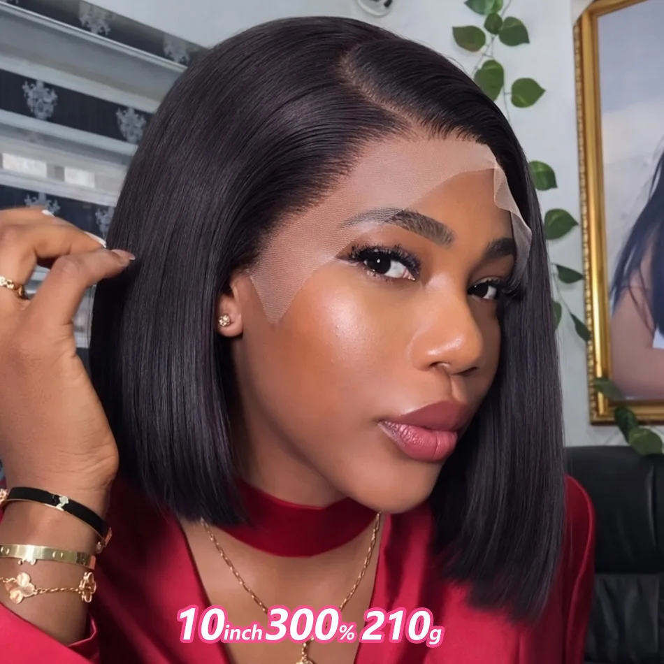 

13x4 13x6 Real 300 Density Bone Straight Lace Frontal Wig 2x6 Short bob wigs 100% human hair 5x5 glueless human hair wig 14 inch
