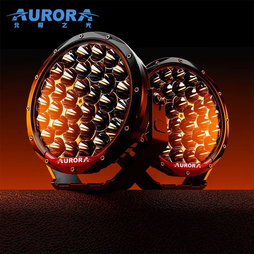 AURORA High Power Super Bright 9 Inch 198W Round Offroad Driving Light White Background LED Work   for Truck Pickup UTV ATV