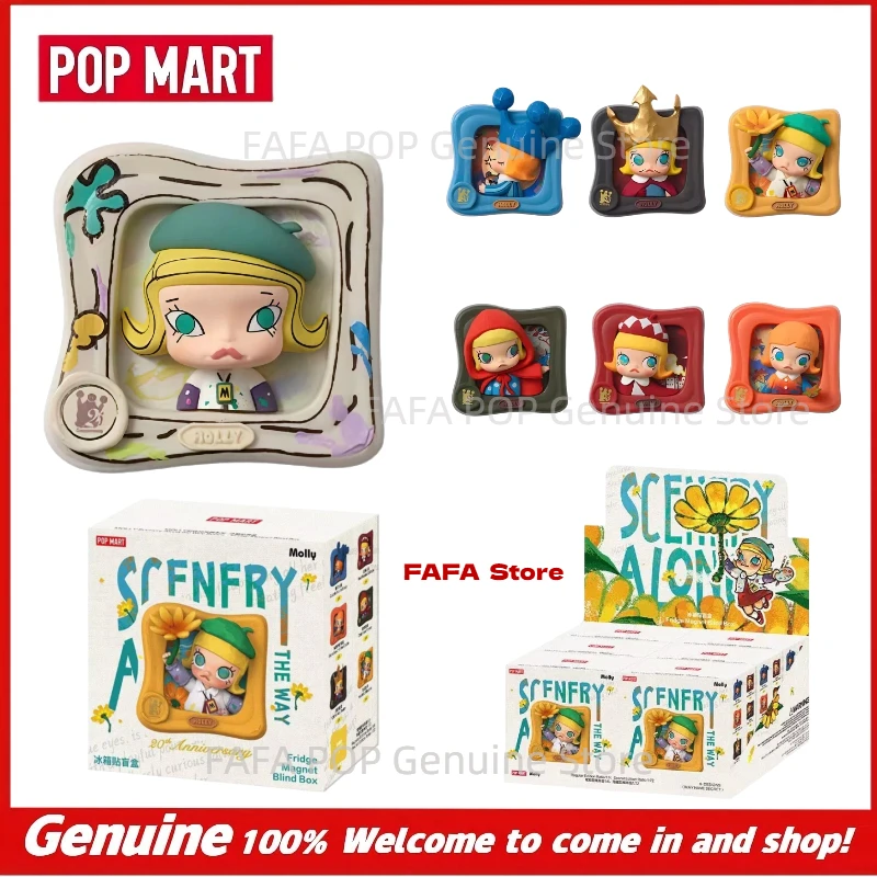 

Goods In Stock Genuine POP MART Molly Scenery Along The Way Fridge Magnet Trendy Blind Box Home Decoration Ornament Holiday Gift