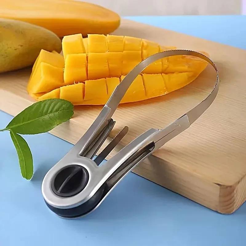 

2 in1 Stainless Steel Mango Splitter Fruit Peeler Mango Cutting Knife Multifunction Fruit Peeling Tool Coring Diced Kitchen Tool