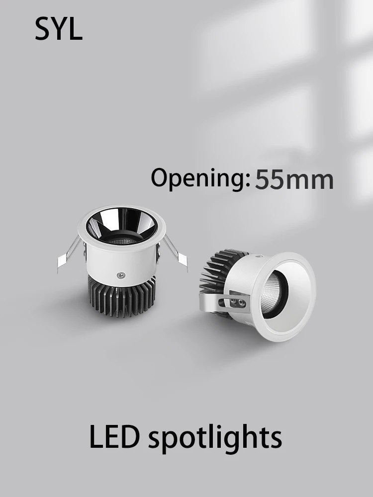 

Led Spots Light Recessed Round Spotlights COB Mini Small Ceiling Lamp Adjustable Angle Narrow Border Foco Opening 55mm Lighting