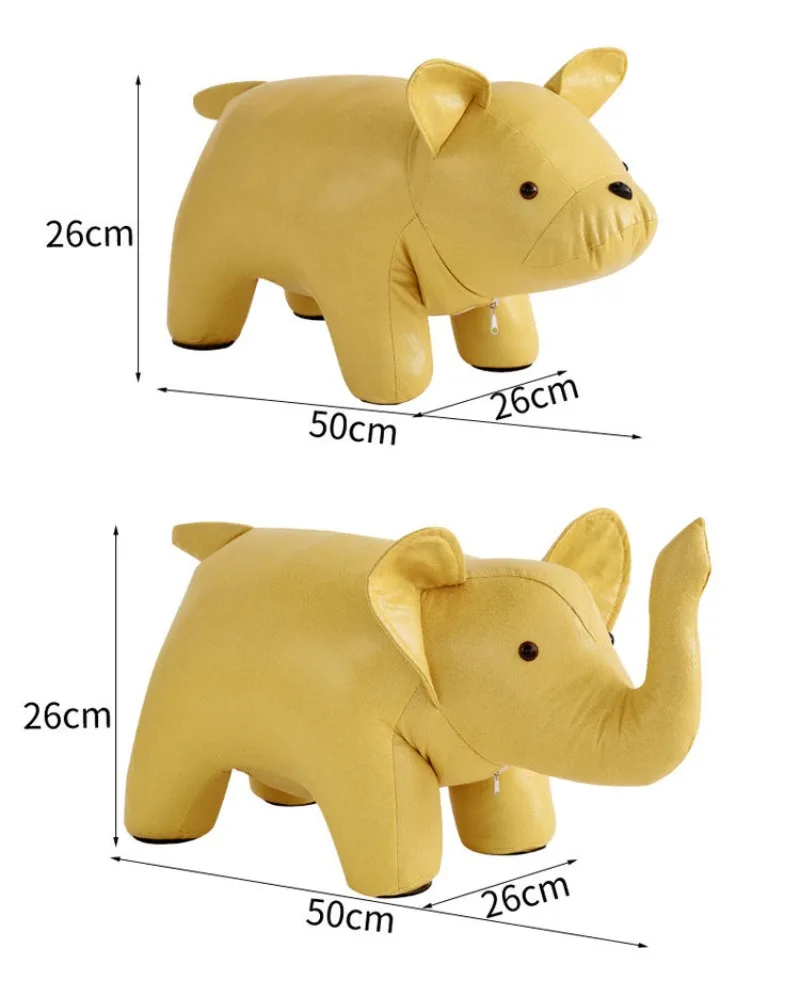 Elephant Shape Stool Living Room Animal Bench Dog Shape Stools Solid Wood Creative Shoe Changing Stools Furniture Bench Ottomans