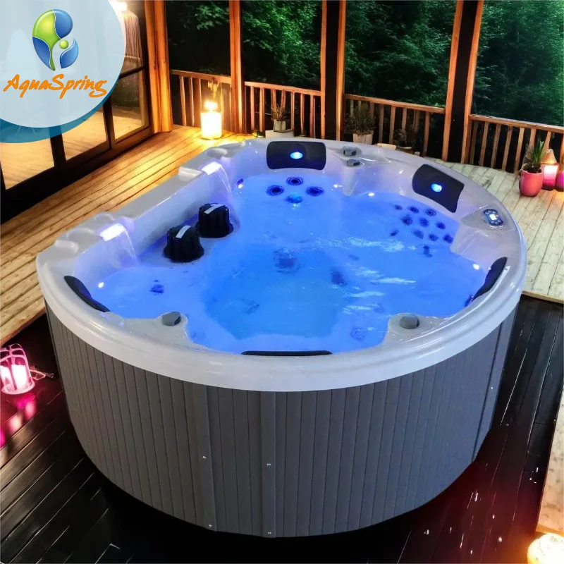 Jacuzzi Hidromasaje Redondo de 2.15m para 5 Personas, Económico y Multiusos, Spa Exterior para Jardín Familiar