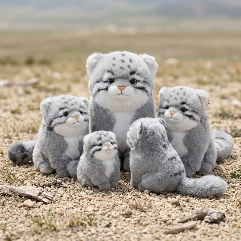 Lifelike Pallas's Cat Plush Pillow Toy Cute Cartoon Steppe Cat Stuffed Doll Wedding Party Gift Room Decor Simulation Animal