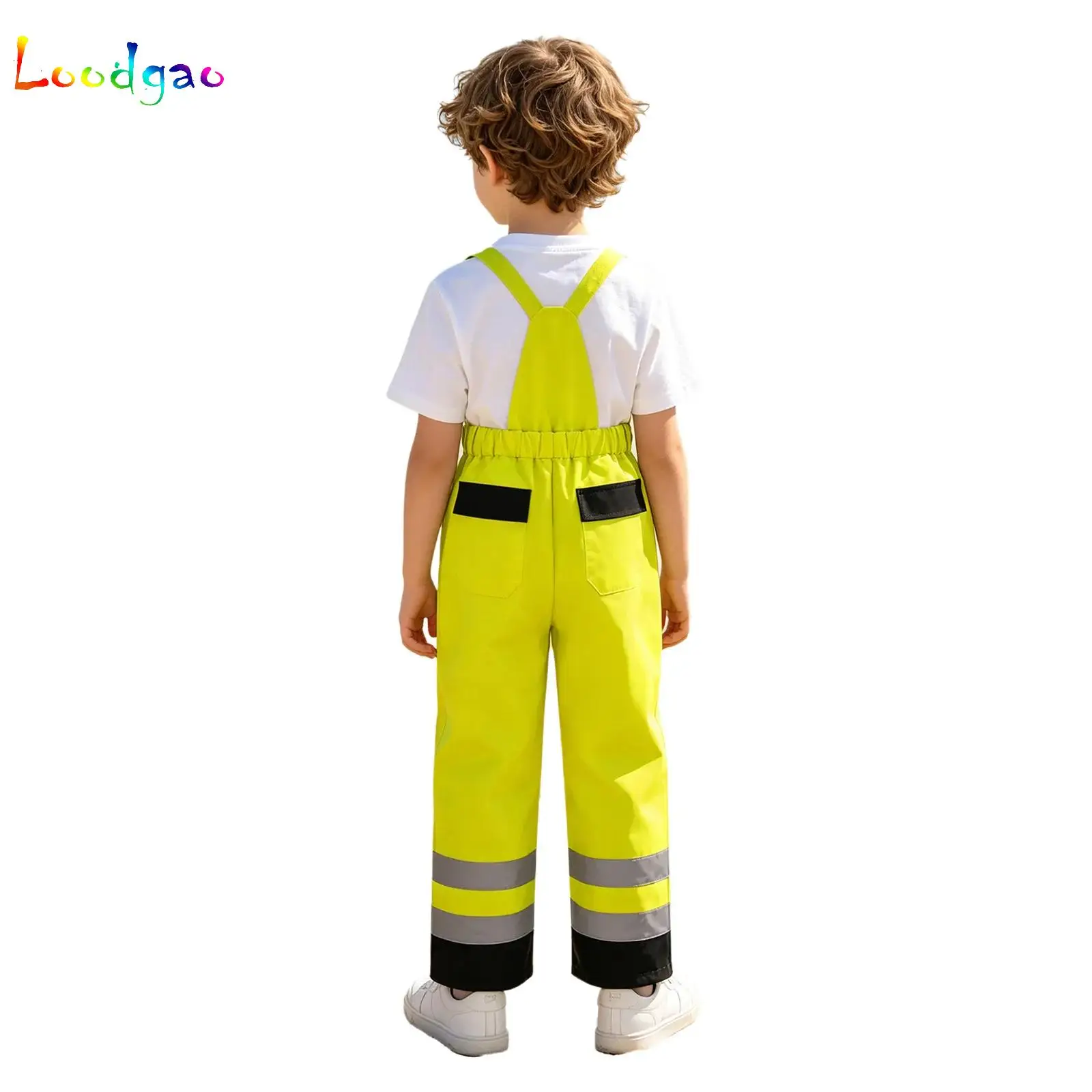 Kids Waterproof Overalls Rain Pants Suspenders Highlight Strip Mud Splash Pants Outdoor Play Trousers Outdoor Activities Paint