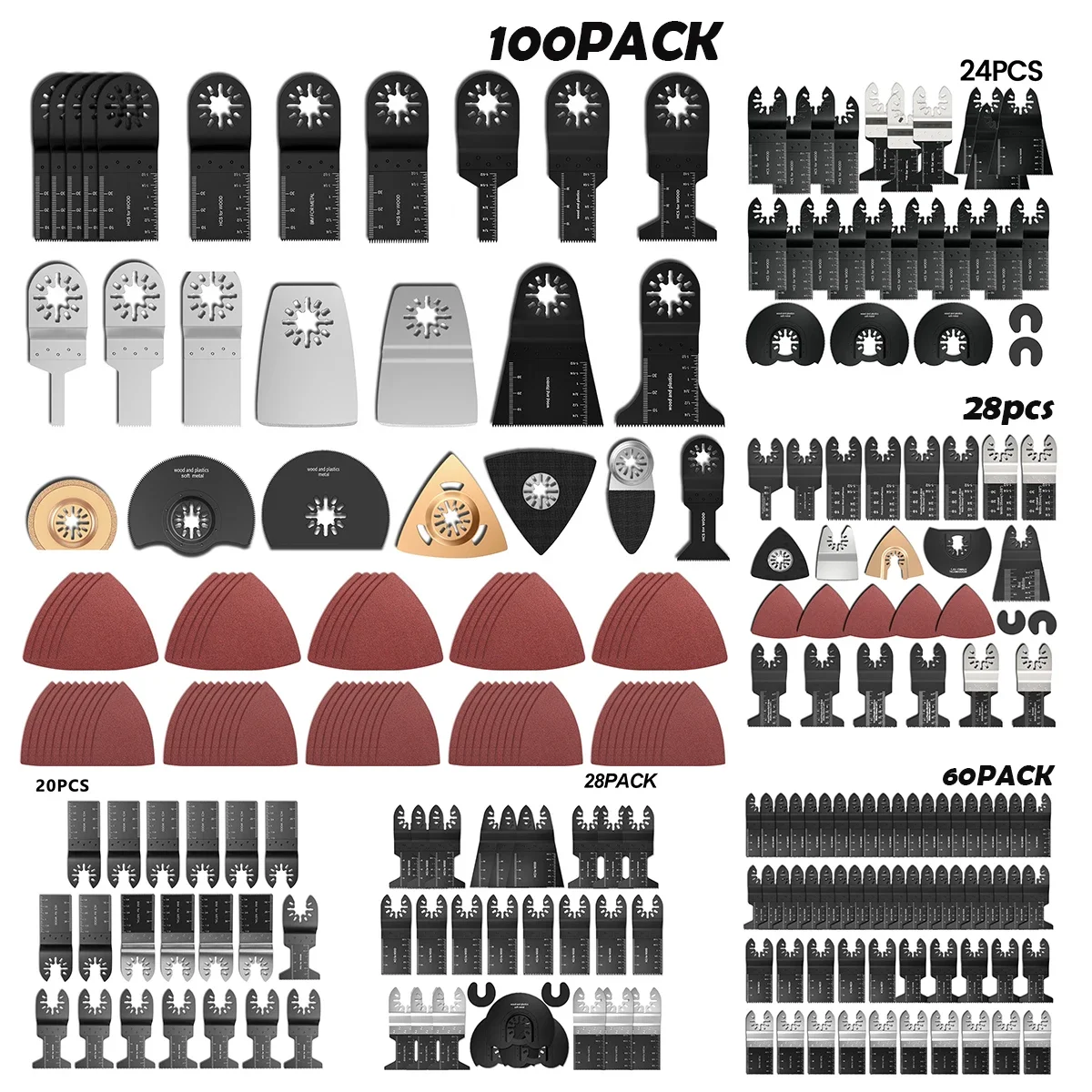 100-20 Pack Multifunctionele Zaagbladen Oscillerend Mes Bi-metaal Precisie Zaaggereedschap voor dewalt Vernieuwer Snijden Accessoires