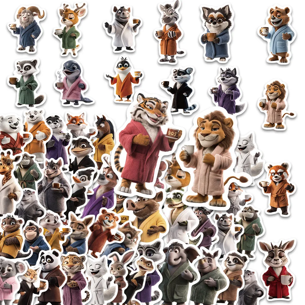 50 pçs café bebendo animais adesivos diy caso de telefone notebook copo água decoração da motocicleta adesivos à prova dwaterproof água brinquedo