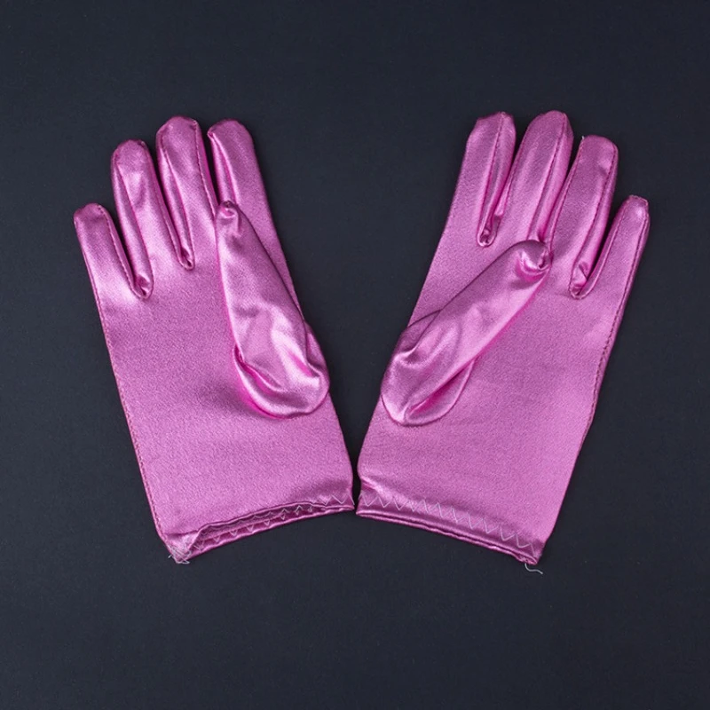 Guantes cortos de cuero para hombre y mujer, manoplas brillantes de color dorado y plateado, a la moda, para fiesta y escenario