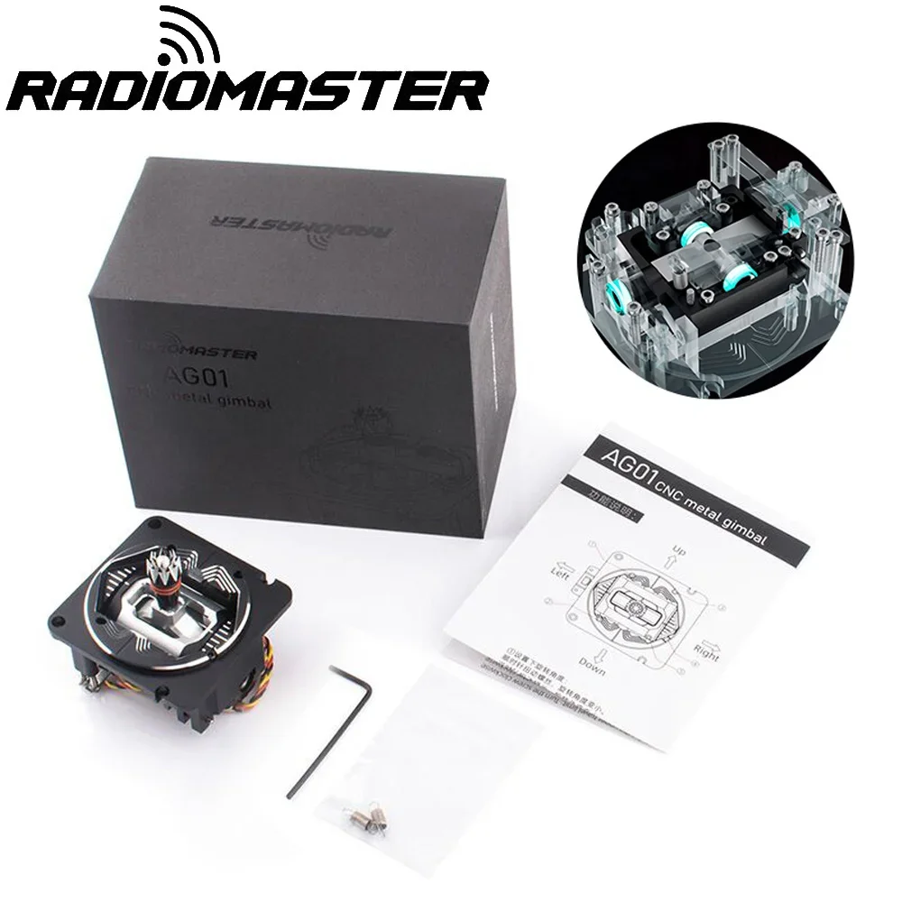 RadioMaster AG01 Acceleratore CNC completo / Giunto cardanico Hall autocentrante per telecomando trasmettitore TX16S / Zerro Raido