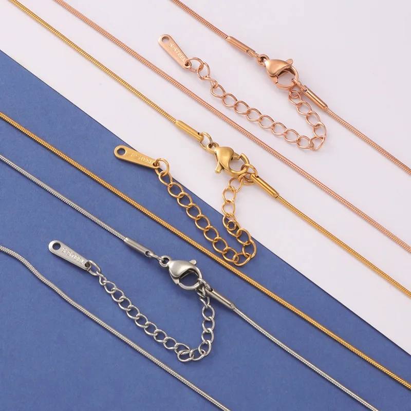 

20pcs/lot 1mm 1.5mmThickness Stainless Steel Round Snake Chain Neckalce for DIY Jewelry Making Findings Pendants Chain Wholesale