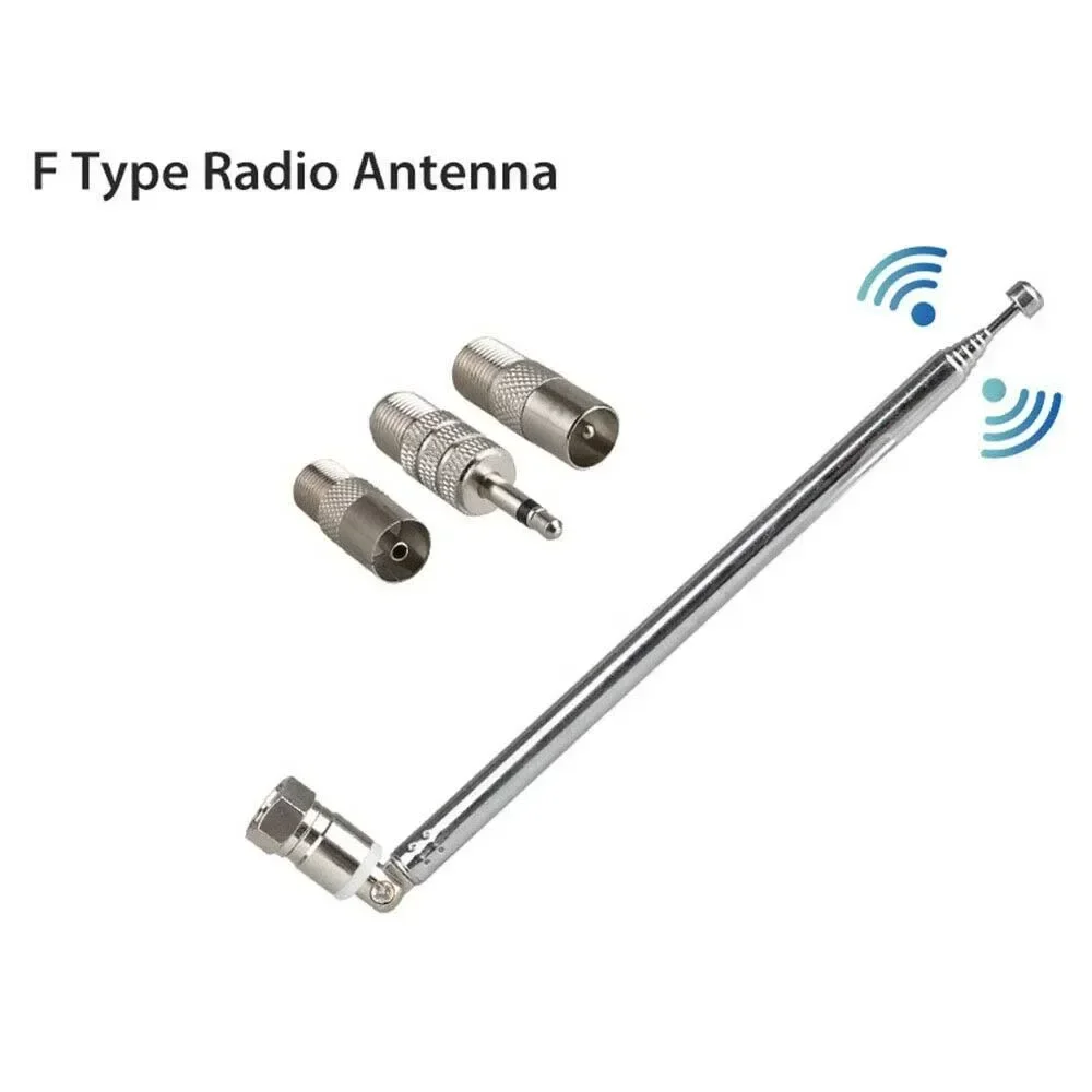 Antena de rádio telescópica dab fm aérea w 3 adaptador receptor av de alta fidelidade mini sistema f-macho conector acessórios de rádio