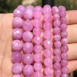 Natural Facted Light Purple Chalcedony Stone Beads for Jewellery Making Diy Accessories Bracelet 15'' inch 4/6/8/10/12mm