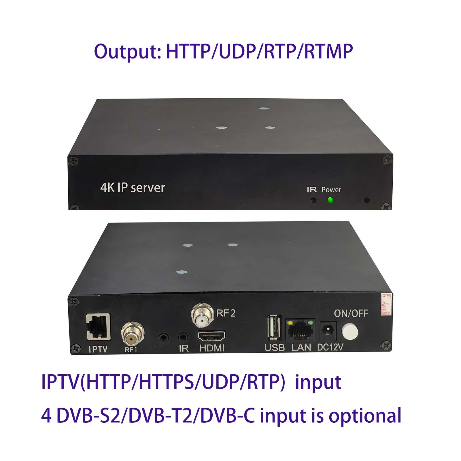 

IP transcoder, Tuner DVB-S DVB-S2 DVB-T T2 DVB-C ISDBT to IP UDP HTTP RTSP digital gateway stream receiver