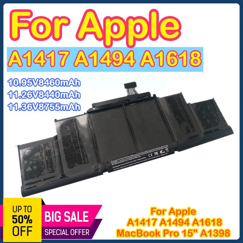 

A1417 A1494 A1618 для Apple A1417 A1494 A1618 MacBook Pro 15 дюймов A1398 Аккумулятор для ноутбука
