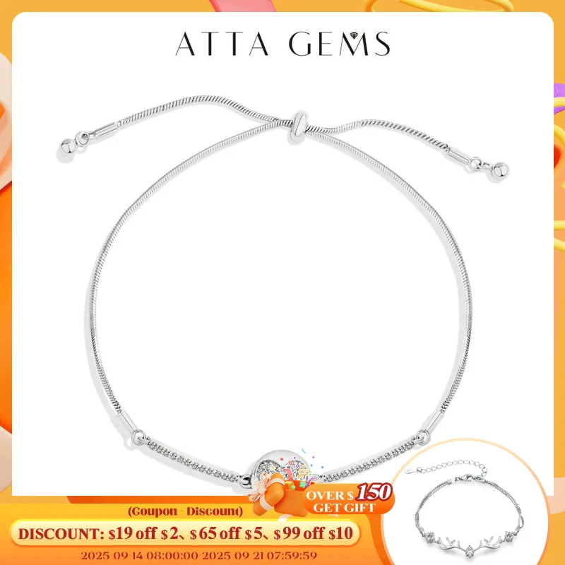 

ATTAGEMS Love Full Moissanite Diamond Bracelets For Women DVVS1 S925 Sterling Silver Gold Plated Engagement Jewelry Gifts 15+8cm