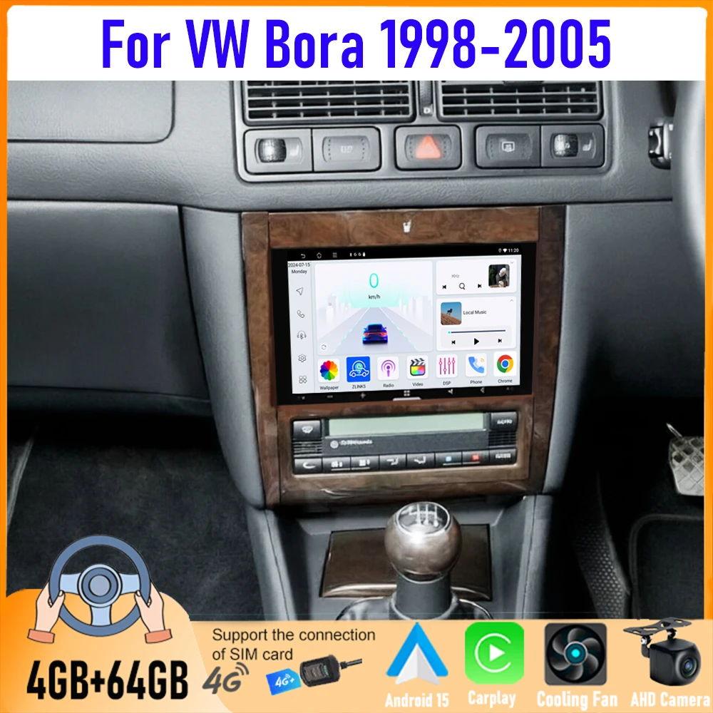 7''  For VW Bora 1998-2005 Car Radio Android GPS Navi Head Unit Carplay Apple Android Bluetooth Camera Google Map FM Stereo