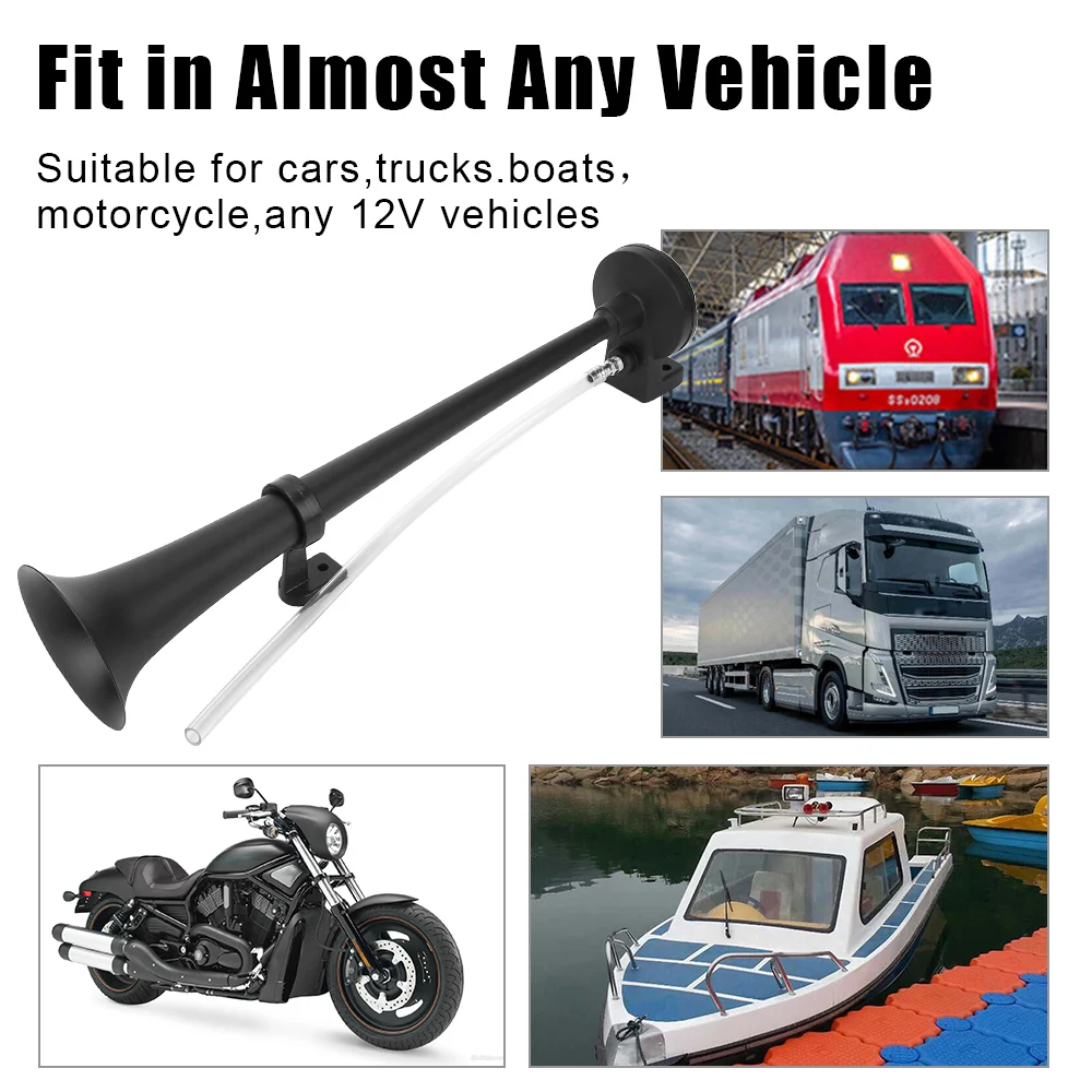 

Car Air Horn For Car Truck Train Moto Super Loud 12V 180 Hertz Horn 17inch 150DB Single Trumpet Compressor