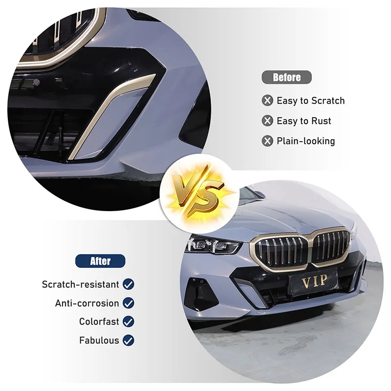 For BMW 5 Series G60 2024 Sports version Real Carbon Fiber Car Front Bumper Side Wolf Tooth Decorative Strip Car Accessories