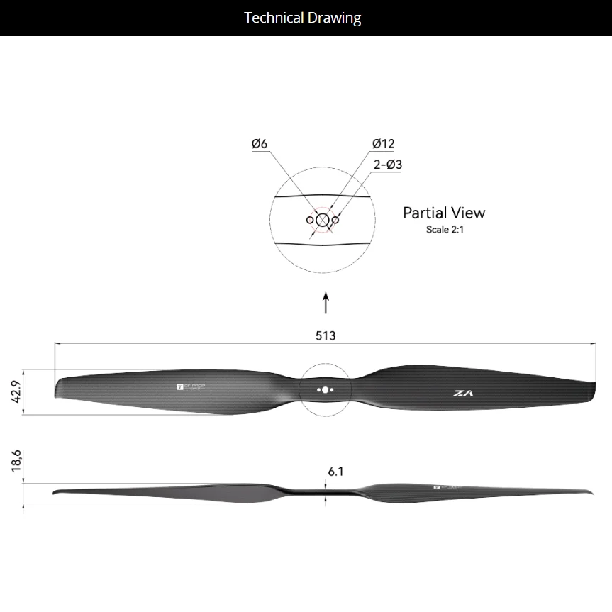 T-MOTOR VZ20*8.2 Carbon Fiber High Speed 7300rpm Max Thrust 11kg Cw Ccw 20inch Uav Drone Vtol Propeller Blades